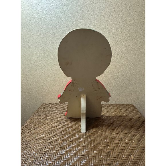 Christmas Handmade Folk Art Vintage Wooden Caroler Figurine Hand Painted Angel - Picture 7 of 9